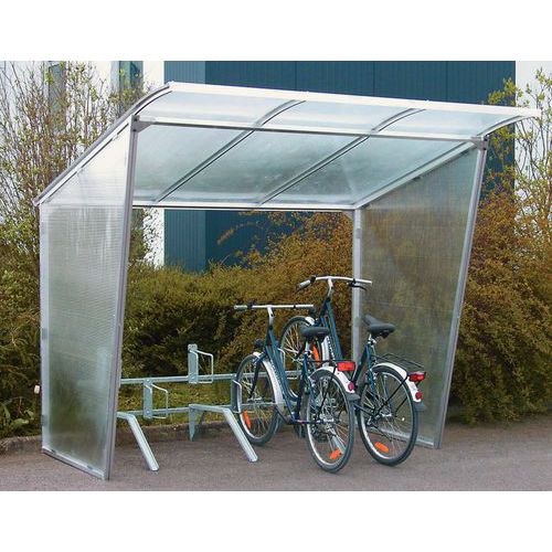Refugio para bicicletas con techo inclinado - Con aparcabicicletas - Módulo siguiente