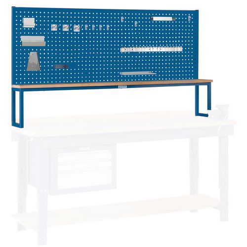 Placa perforada y soporte para balda para mesa de trabajo Placa perforada y soporte para balda para mesa de trabajo