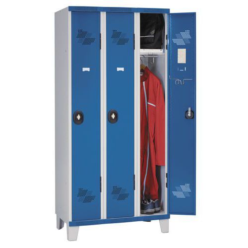 Taquilla de 3 columnas Seamline Optimum® de 300 mm de ancho con patas - Acial