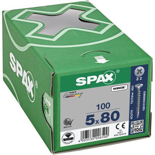 Caja de tornillos universales de cabeza avellanada PZ Ø 3 a 5 mm - Spax
