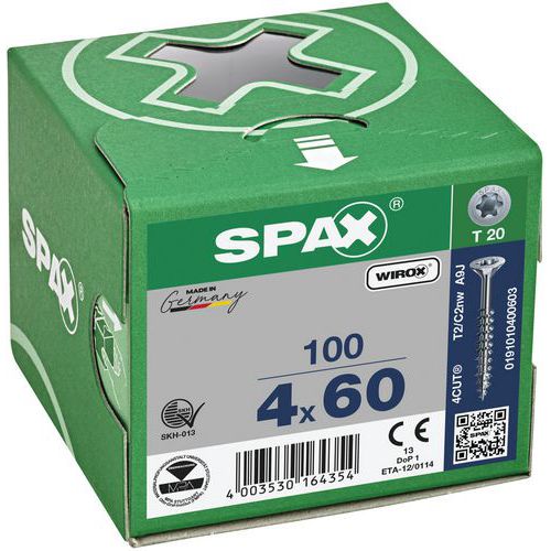 Caja de 100 tornillos universales de cabeza avellanada T-Star Plus TX Ø - Spax