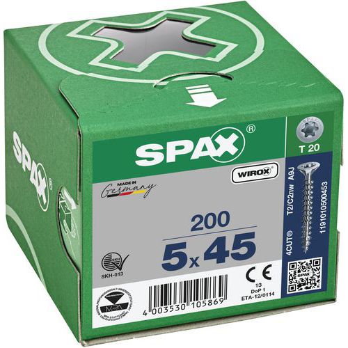 Caja de 200 tornillos universales de cabeza avellanada T-Star Plus TX Ø - Spax