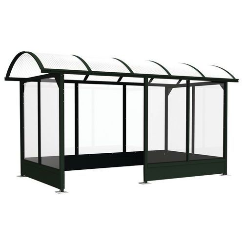 Marquesina para fumadores Standard - 4,5 x 2,5 m - Con panel adicional y faldones