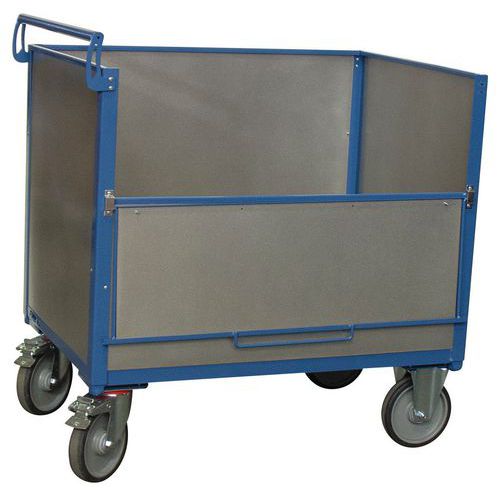 Carro contenedor de acero galvanizado sin tapa - 1 panel abatible - Capacidad 500 kg - FIMM