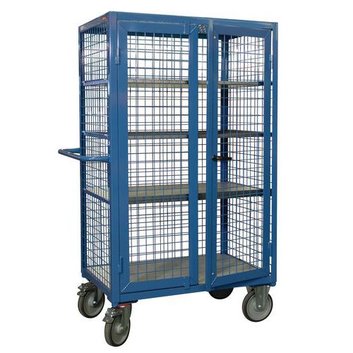 Carro alto con rejillas - 5 bandejas de madera - Con puertas - 500 kg - FIMM