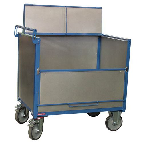 Carro contenedor de acero galvanizado con tapa - 1 panel abatible - Capacidad 500 kg - FIMM