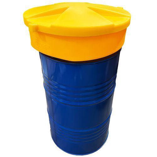 Embudo amarillo con tapa para barril - Capacidad de 220 L
