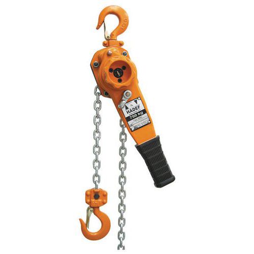 Polipasto manual de cadena a palanca - Capacidad de 750 a 6000 kg - Elevación 1,5 m