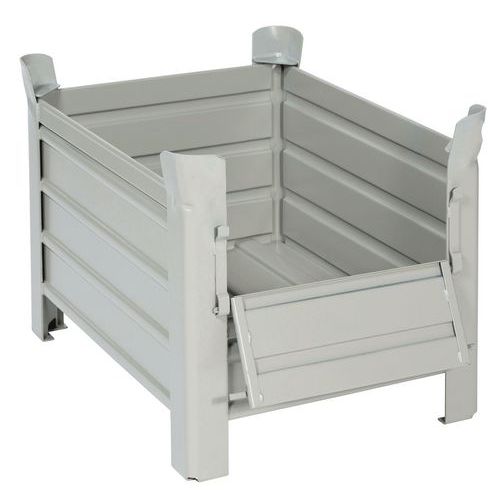 Caja palé apilable - Pared maciza - con patas - 1 lado abatible Caja palé apilable - Pared maciza - con patas - 1 lado abatible