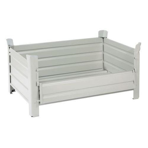 Caja palé apilable - Pared maciza - con patas - 1 lado abatible