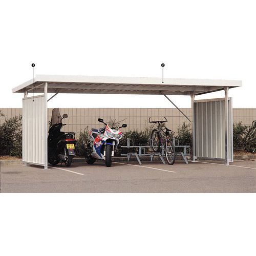 Refugio para bicicletas de tejado plano - Una entrada