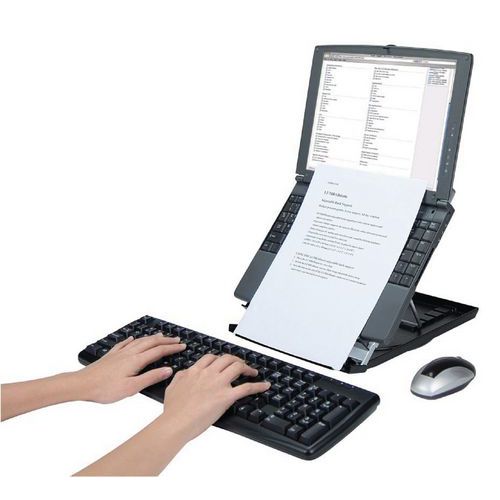Soporte para ordenador portátil Desq con portadocumentos Soporte para ordenador portátil Desq con portadocumentos