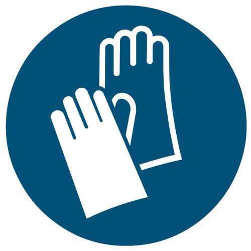 Señal de obligación - Uso de guantes alzado de seguridad obligatorio