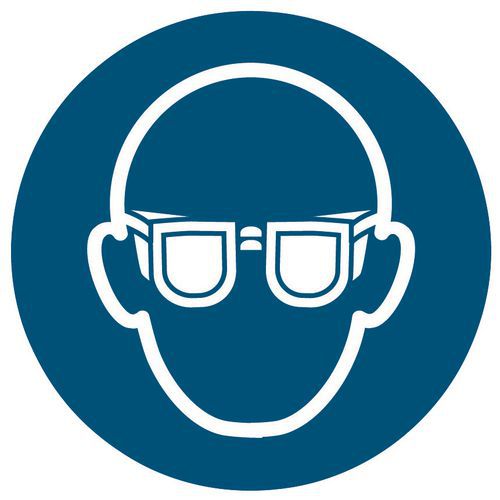 Señal de obligación - Uso de gafas de seguridad obligatorio - Rígida