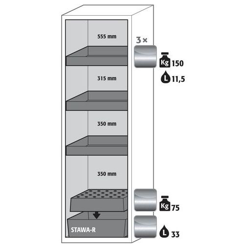 Armario de alta seguridad S-CLASSIC-90 blanco sim. RAL 9016 - asecos