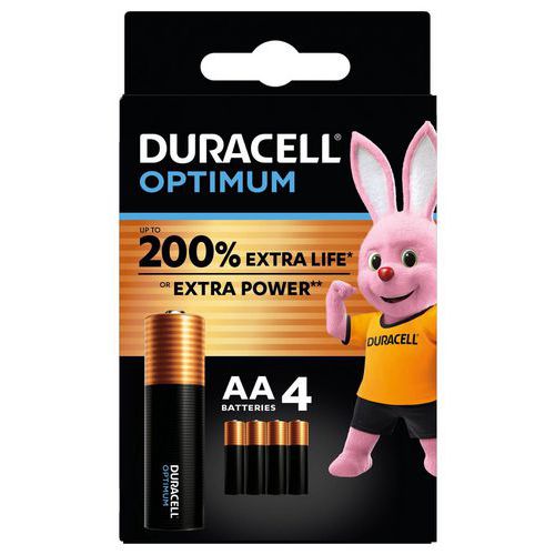 Pila alcalina Optimum AA - 4 unidades - Duracell