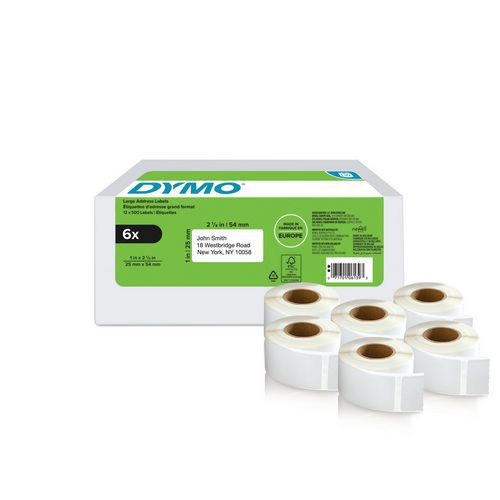 Etiqueta autoadhesiva para remitentes, 6 rollos LabelWriter - Dymo®