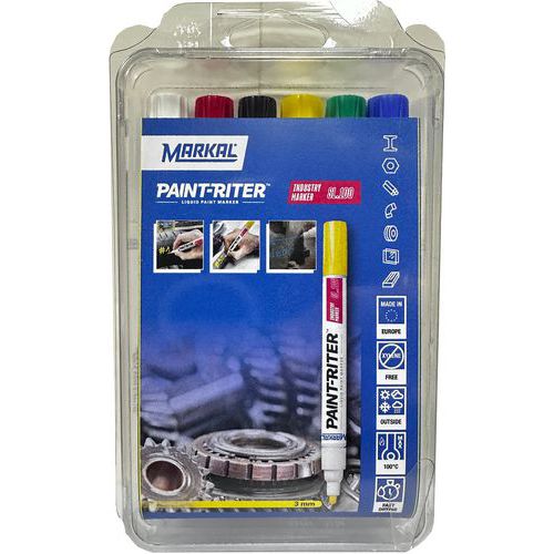 Kit 6 marcadores de pintura líquida Markal - SL100 Kit 6 marcadores de pintura líquida Markal - SL100