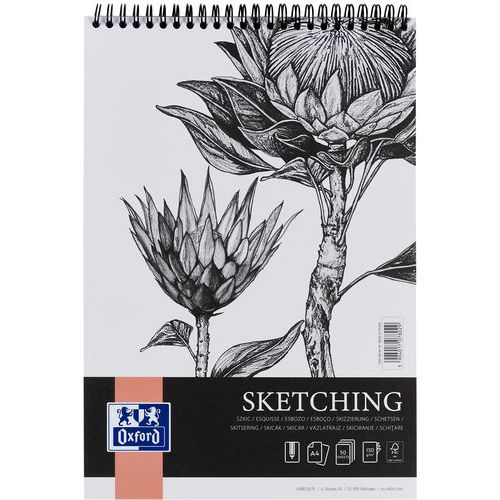 Bloc de dibujo Sketching Art integral A4 de 50 p y 130 g - Oxford