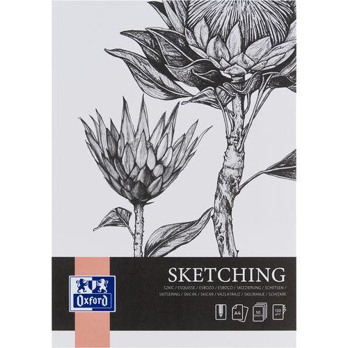Bloc de dibujo Sketching Art encolado A4 de 50 p y 120 g - Oxford