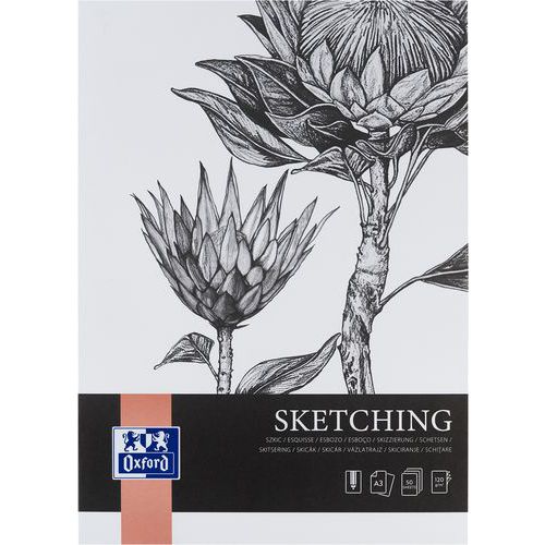 Bloc de dibujo Sketching Art encolado A3 de 50 p y 120 g - Oxford