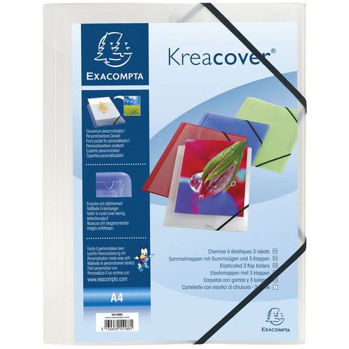 Funda con elásticos 3 solapas Kreacover® - A4 transparente - Exacompta