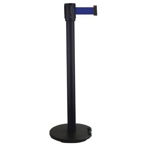 Poste negro con correa 2 m - Base de ruedas - Manutan Expert
