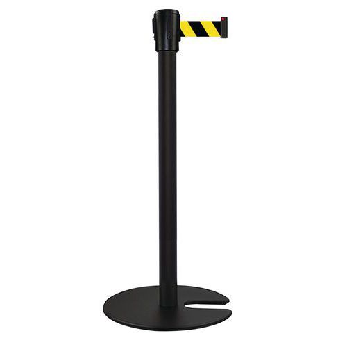 Poste negro con correa 5 m - Base apilable - Manutan Expert