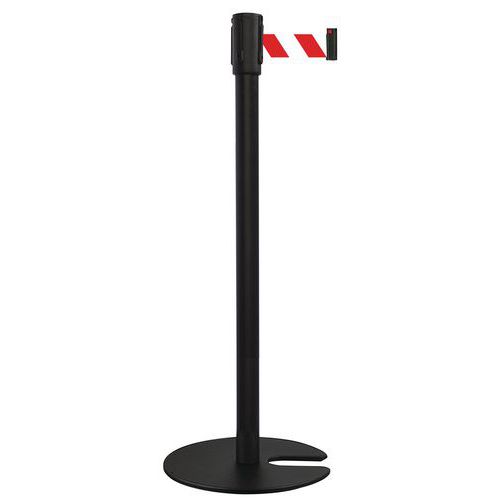 Poste negro con correa 2 m - Base apilable - Manutan Expert