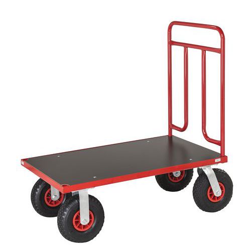 Carretilla con respaldo tubular adaptable - Rueda neumática - Capacidad de 500 kg Carretilla con respaldo tubular adaptable - Rueda neumática - Capacidad de 500 kg