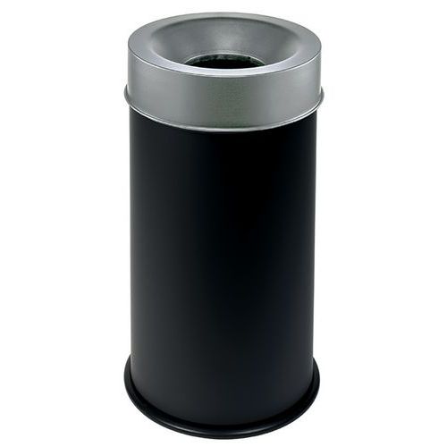 Papelera negra ignífuga con tapa 90 L