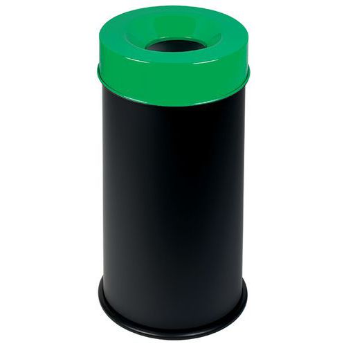 Papelera negra ignífuga con tapa 90 L