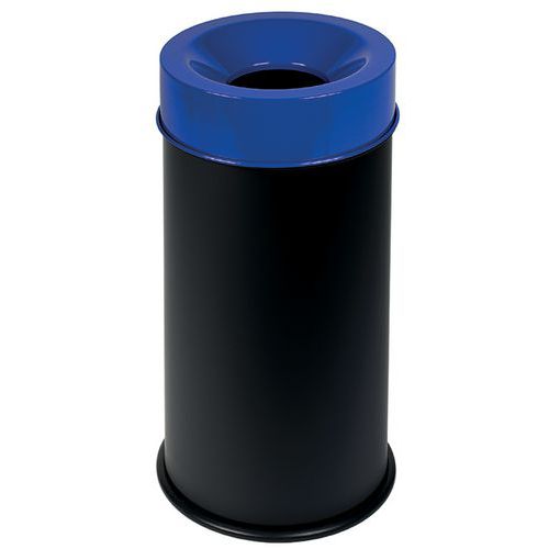 Papelera negra ignífuga con tapa 90 L