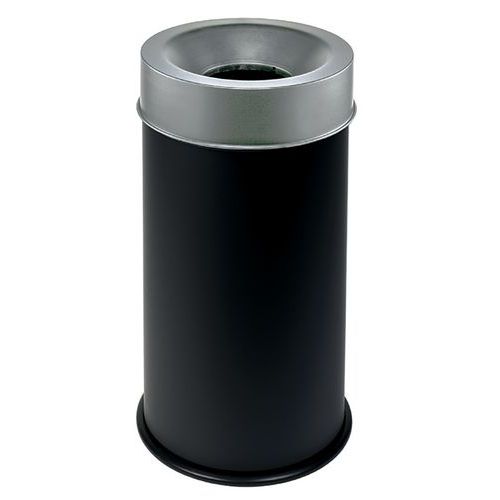 Papelera negra ignífuga con tapa 50 L