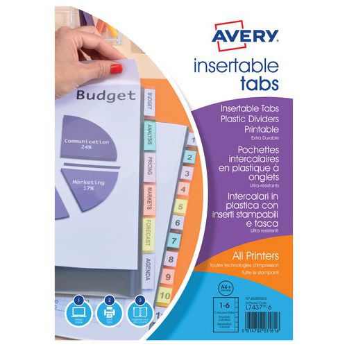 Fundas separadoras A4+ - 180 micras - Avery