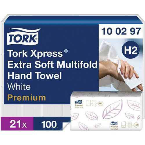 Toallitas de papel Premium H2 de plegado cruzado - Tork Toallitas de papel Premium H2 de plegado cruzado - Tork