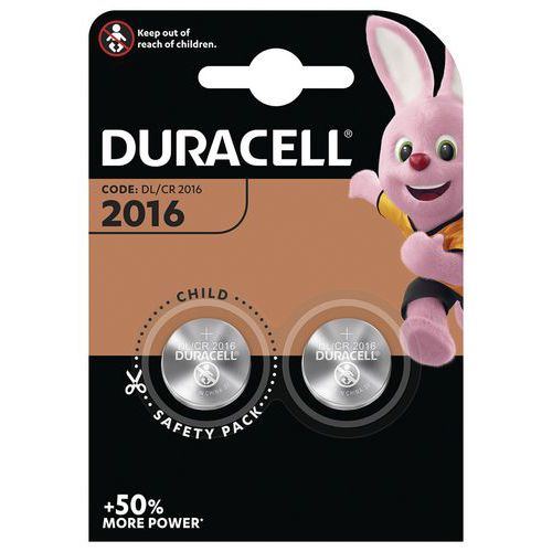Pila botón de litio CR2016 - Pack de 2 - Duracell