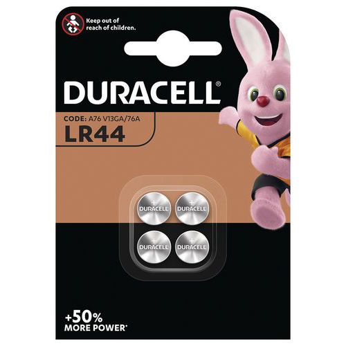 Pila de botón alcalina LR44 - Pack de 4 - Duracell