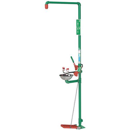 Ducha/estación de lavado de ojos combinado de vaciado automático - Para exterior - Hughes
