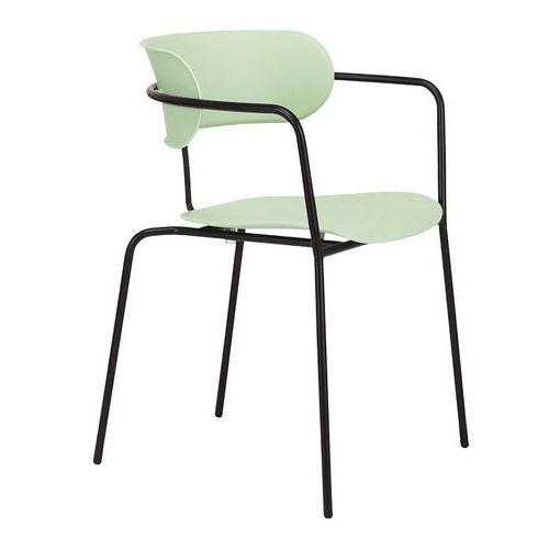 Lote de 4 sillas Bistro - Patas negras/asiento verde - Paperflow