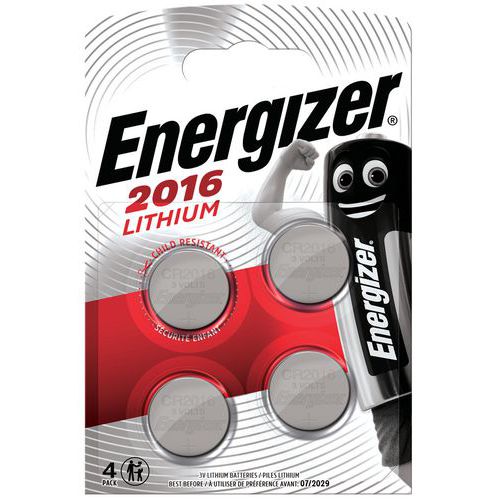 Pila de botón de litio CR 2016 - Lote de 4 - Energizer