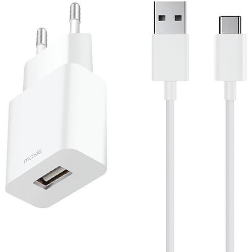 Cargador de CA USB + cable 1 m de carga rápida Tipo C - Moxie Cargador de CA USB + cable 1 m de carga rápida Tipo C - Moxie