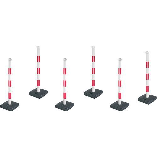 Poste para cadena con base de PVC - Lote de 6 Poste para cadena con base de PVC - Lote de 6