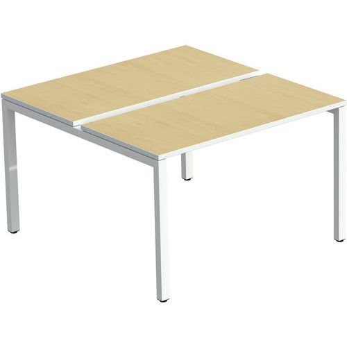 Mesa de escritorio recta compartida patas blancas/tablero haya Easydesk - 2 paños - Paperflow
