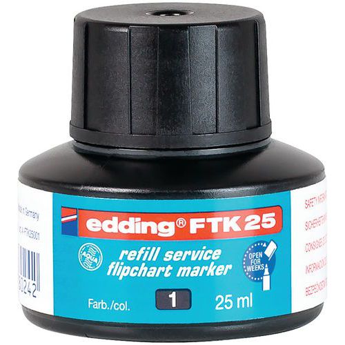 Recarga de tinta para marcador de caballete - Negro -FTK25 - Edding