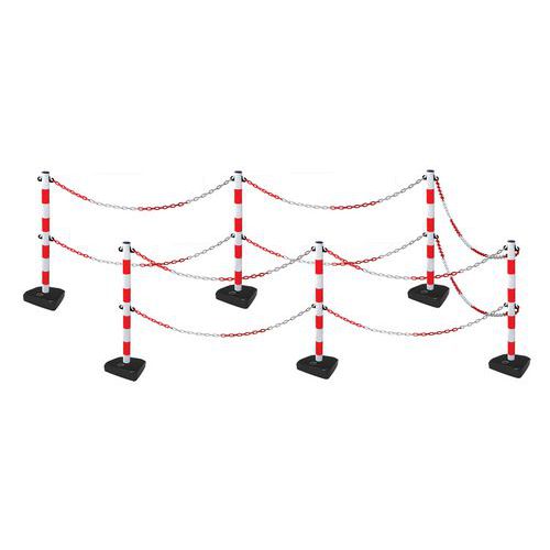 Poste de doble cadena sobre base - Kit 6 postes - Manutan Expert