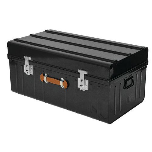 Baúl de acero de gran capacidad con tapa abombada y asa de cuero - 160 a 225 L - Pierre Henry