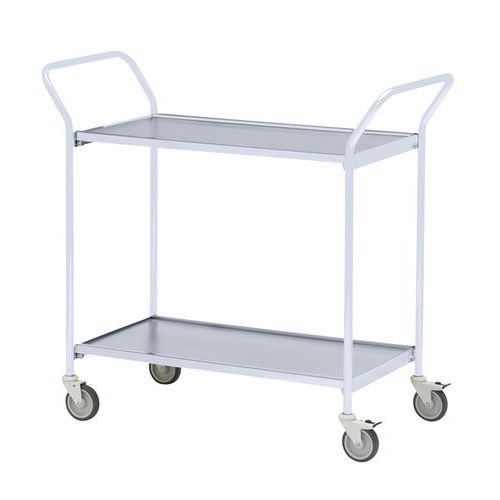 Mesa de acabado gris con ruedas y dos asas - 2 bandejas - Capacidad 150 kg