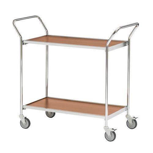 Mesa de acabado gris con ruedas y dos asas - 2 bandejas - Capacidad 150 kg