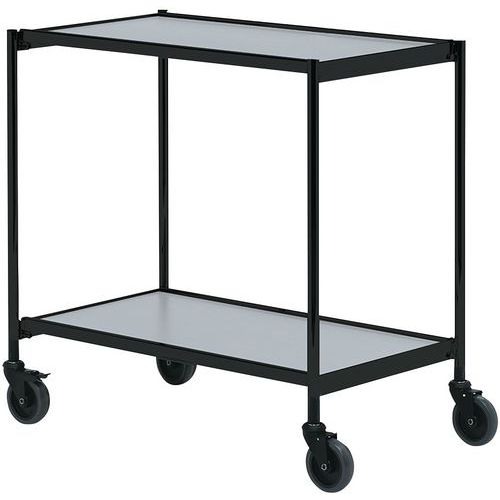 Mesa con ruedas negra - 2 bandejas - Capacidad 150 kg
